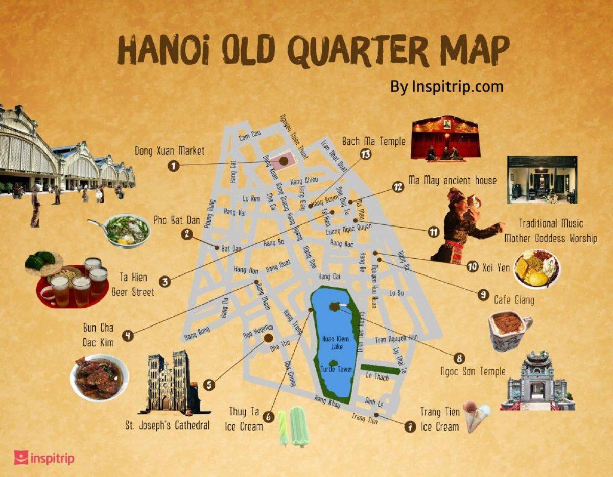 mapa de carrers del barri antic de hanoi