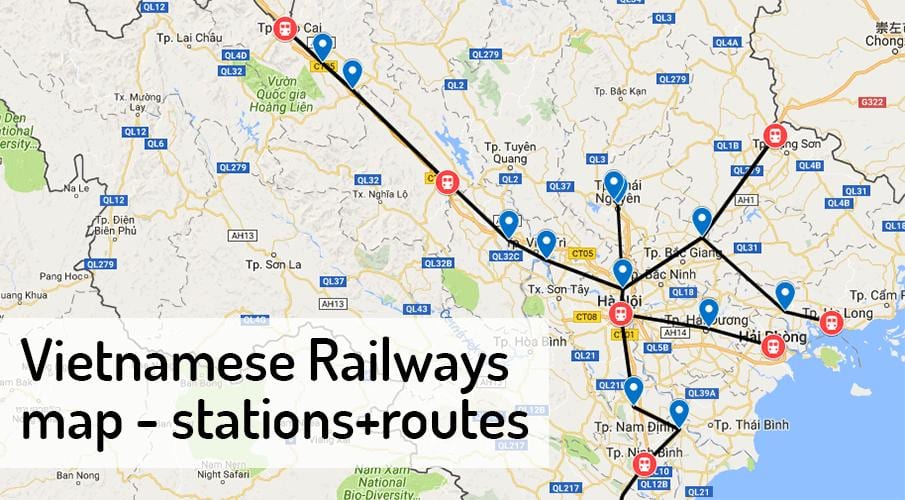 Mapa de l'estació de tren de hanoi 