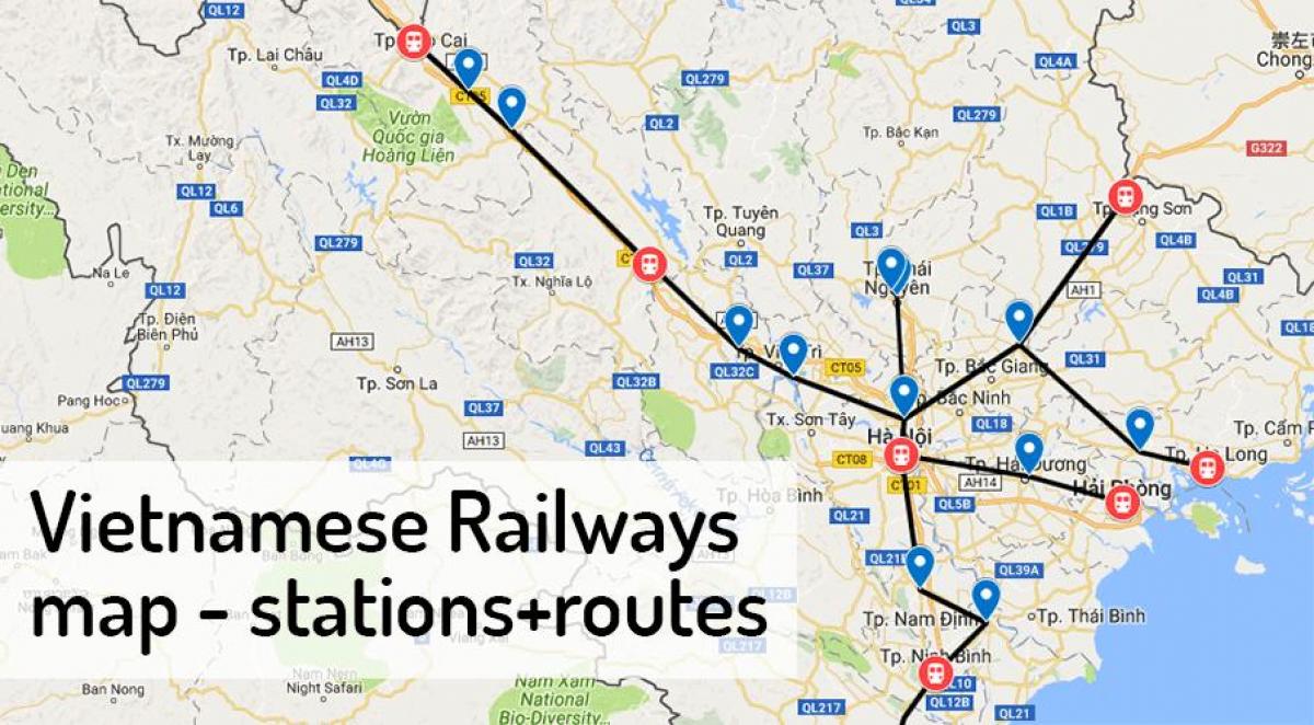 Mapa de l'estació de tren de hanoi 