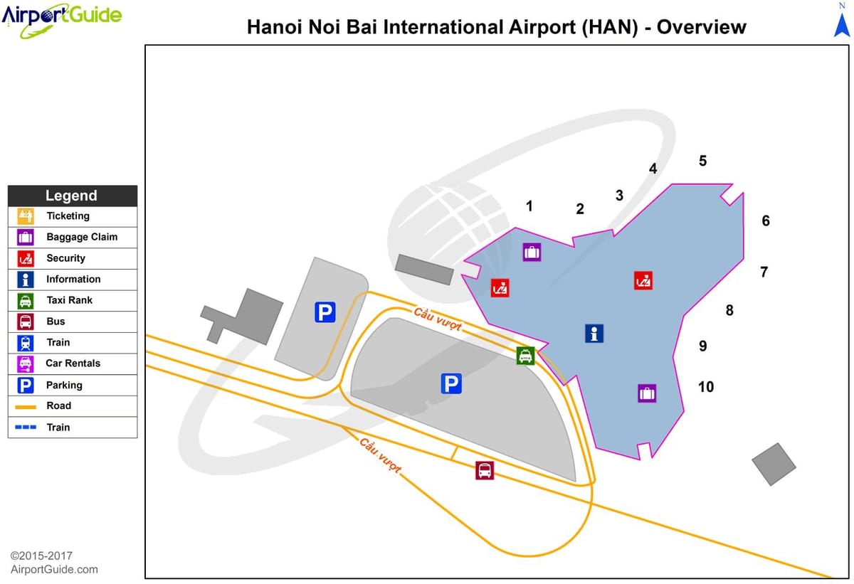 hanoi l'aeroport internacional mapa