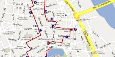 Hanoi llocs d'interès mapa